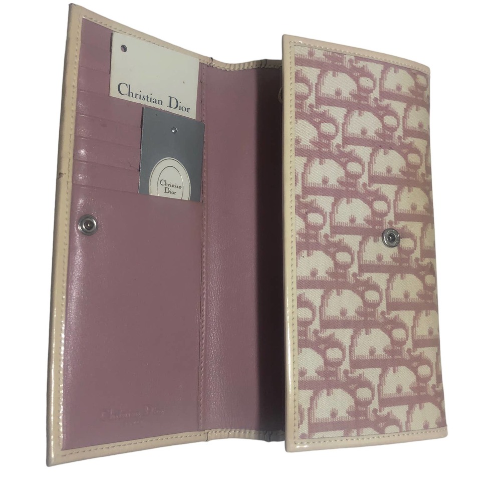 DIOR Vintage Pink Trotter Logo Girly #1 Long Wallet - Picture 2 of 9